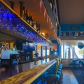 bar area overlooking dining tables